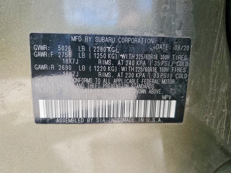 Aukcja sprzedaży 2020 Subaru Outback, vin: 4S4BTGND5L3257738, numer aukcji: 53316426