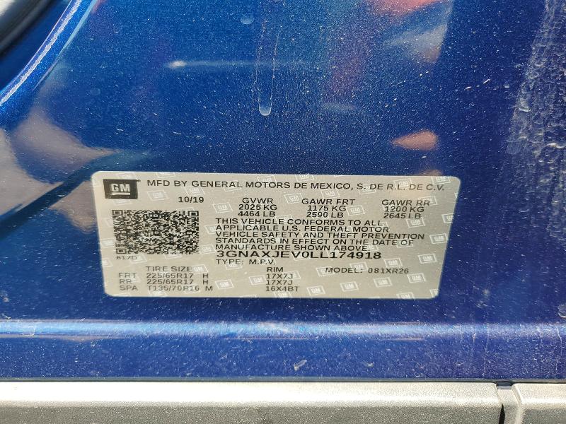Aukcja sprzedaży 2020 Chevrolet Equinox, vin: 3GNAXJEV0LL174918, numer aukcji: 54775146