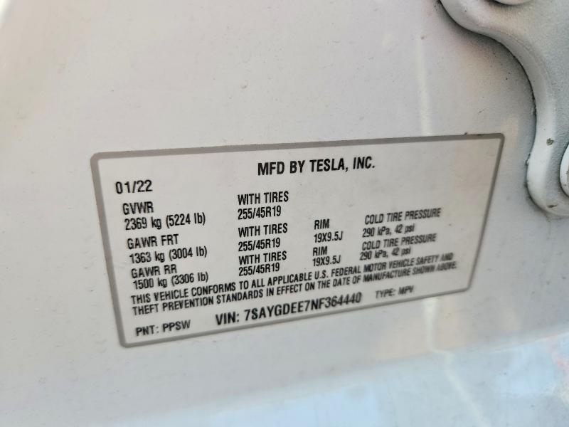 Продажа на аукционе авто 2022 Tesla Model Y, vin: 7SAYGDEE7NF364440, номер лота: 54985436