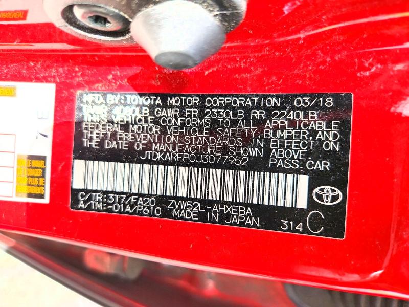 Продажа на аукционе авто 2018 Toyota Prius Prime, vin: JTDKARFP0J3077952, номер лота: 54335936