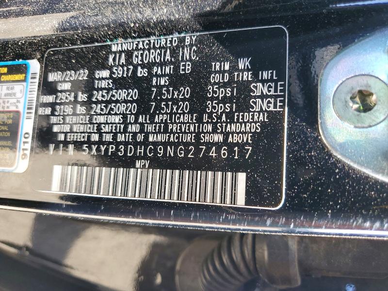 Aukcja sprzedaży 2022 Kia Telluride, vin: 5XYP3DHC9NG274617, numer aukcji: 54535416
