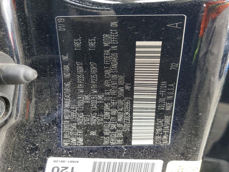 52378956 :رقم المزاد ، 5TDYZ3DC9KS999670 vin ، 2019 Toyota Sienna مزاد بيع