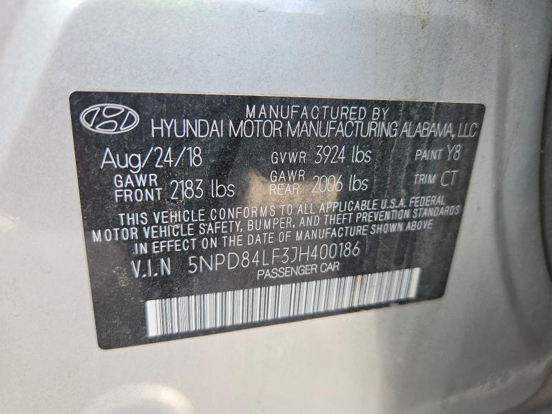 2018 Hyundai Elantra მანქანა იყიდება აუქციონზე, vin: 5NPD84LF3JH400186, აუქციონის ნომერი: 53459856