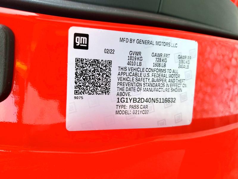 Продажа на аукционе авто 2022 Chevrolet Corvette, vin: 1G1YB2D40N5116632, номер лота: 54064776