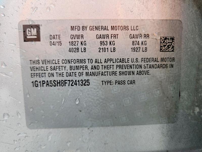 54456366 :رقم المزاد ، 1G1PA5SH8F7241325 vin ، 2015 Chevrolet Cruze مزاد بيع