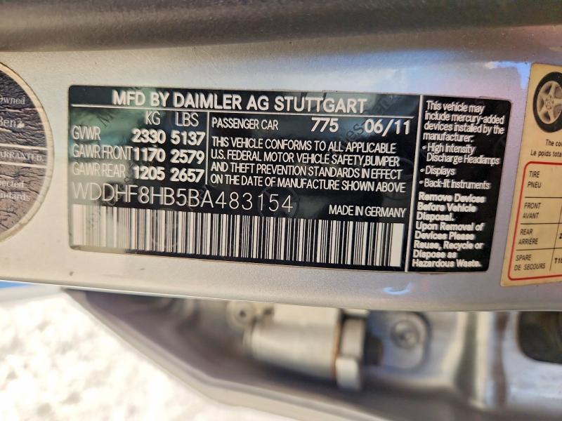 Продаж на аукціоні авто 2011 Mercedes-benz E, vin: WDDHF8HB5BA483154, номер лоту: 52259536