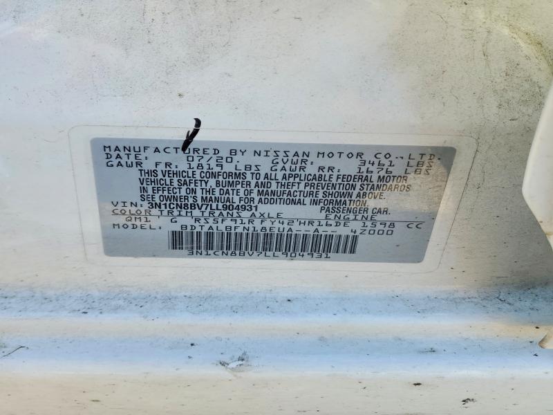 53778156 :رقم المزاد ، 3N1CN8BV7LL904931 vin ، 2020 Nissan Versa مزاد بيع