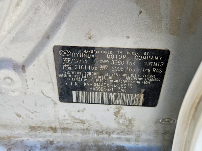 2015 Hyundai Elantra მანქანა იყიდება აუქციონზე, vin: KMHDH4AEXFU326915, აუქციონის ნომერი: 52003656