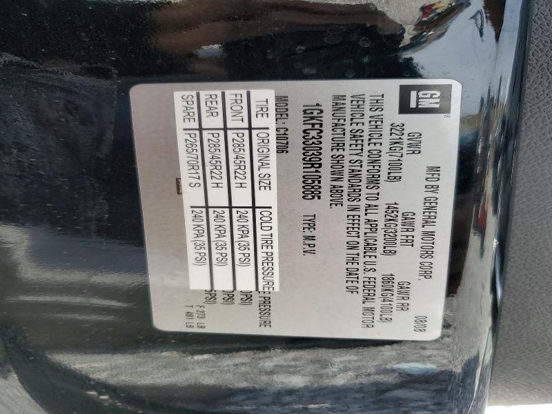 52549146 :رقم المزاد ، 1GKFC33039R105885 vin ، 2009 Gmc Yukon مزاد بيع