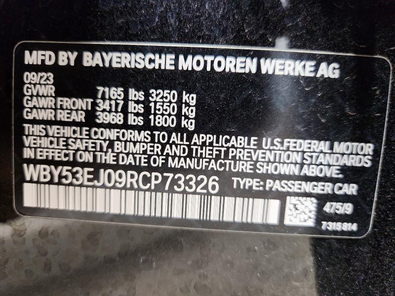 Aukcja sprzedaży 2024 Bmw I7, vin: WBY53EJ09RCP73326, numer aukcji: 54775686