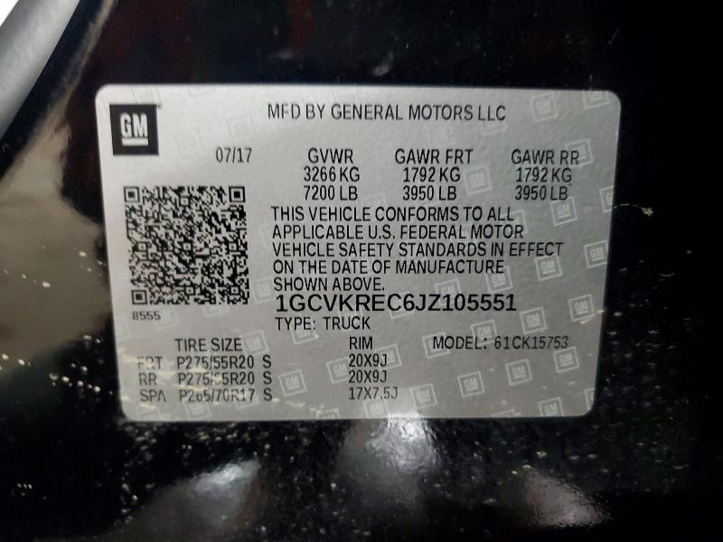 Продажа на аукционе авто 2018 Chevrolet Silverado, vin: 1GCVKREC6JZ105551, номер лота: 53404236