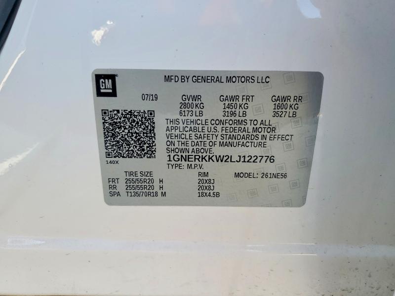 Aukcja sprzedaży 2020 Chevrolet Traverse, vin: 1GNERKKW2LJ122776, numer aukcji: 53625966