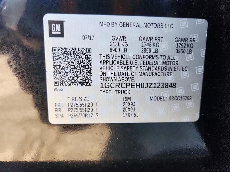 Продажа на аукционе авто 2018 Chevrolet Silverado, vin: 1GCRCPEH0JZ123848, номер лота: 54451046