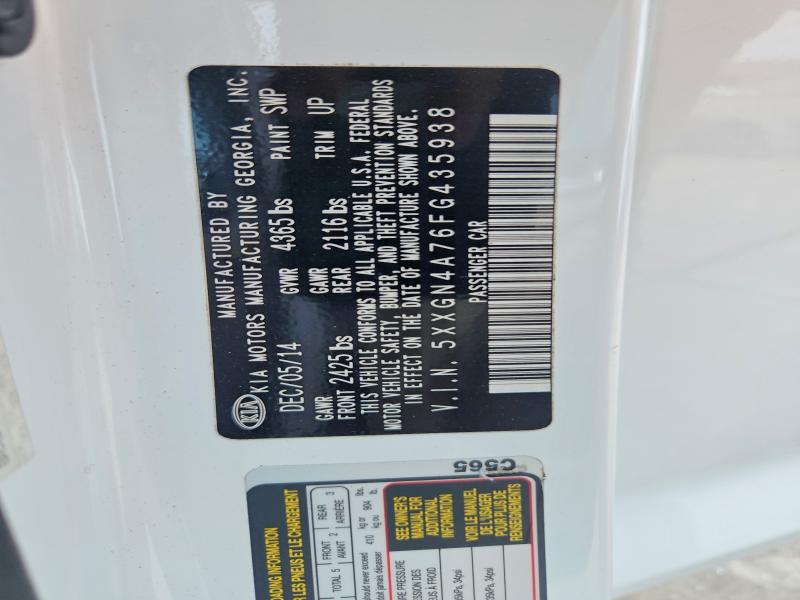 2015 Kia Optima მანქანა იყიდება აუქციონზე, vin: 5XXGN4A76FG435938, აუქციონის ნომერი: 52421566