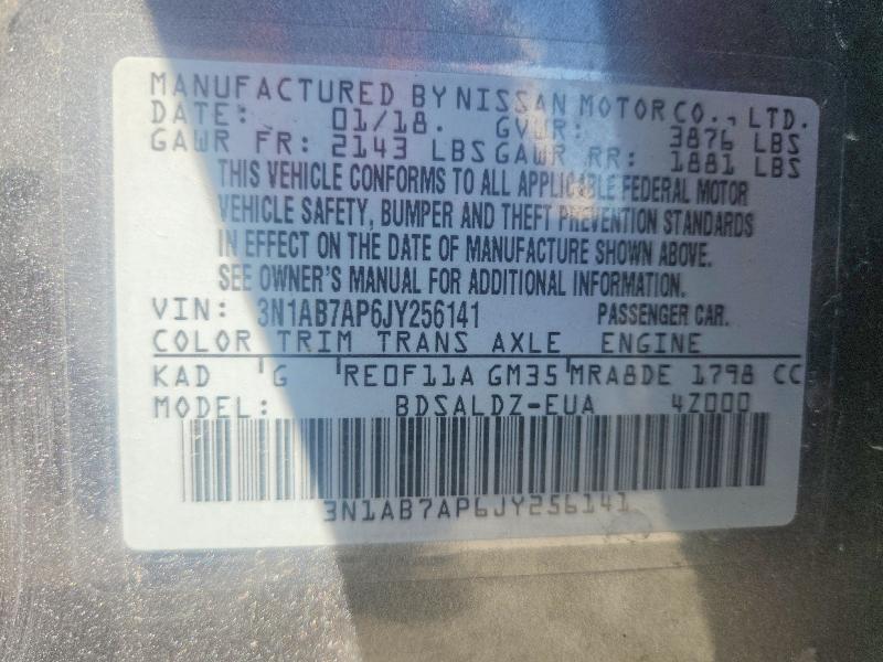 Aukcja sprzedaży 2018 Nissan Sentra, vin: 3N1AB7AP6JY256141, numer aukcji: 53355366