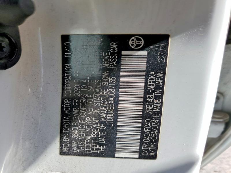 Продаж на аукціоні авто 2010 Toyota Corolla, vin: JTDBU4EEXAJ087135, номер лоту: 52755936
