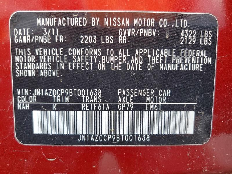Продажа на аукционе авто 2011 Nissan Leaf, vin: JN1AZ0CP9BT001638, номер лота: 55368696