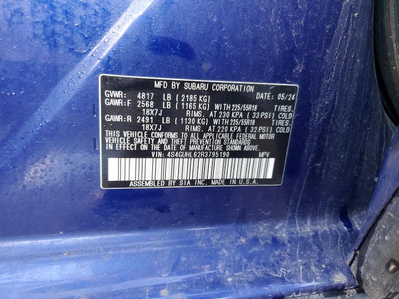 51862246 :رقم المزاد ، 4S4GUHL62R3795190 vin ، 2024 Subaru Crosstrek مزاد بيع