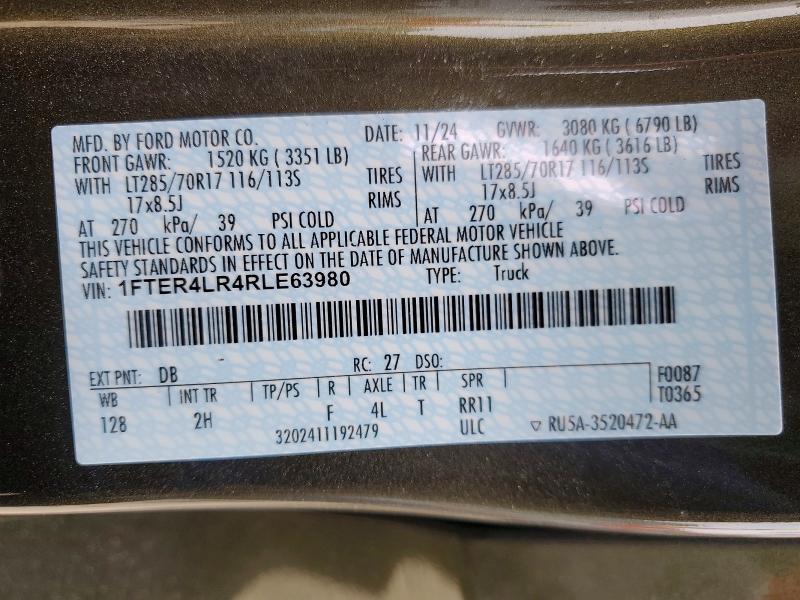 Продажа на аукционе авто 2024 Ford Ranger, vin: 1FTER4LR4RLE63980, номер лота: 52462306