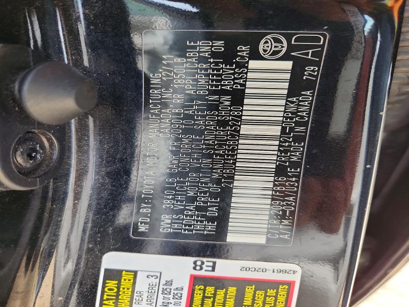 Продажа на аукционе авто 2011 Toyota Corolla, vin: 2T1BU4EE5BC752780, номер лота: 51372746