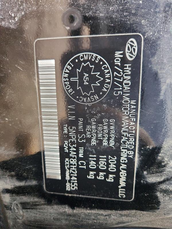 2015 Hyundai Sonata მანქანა იყიდება აუქციონზე, vin: 5NPE34AF8FH214155, აუქციონის ნომერი: 52179666