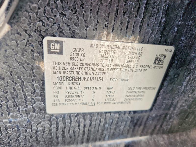 Продаж на аукціоні авто 2015 Chevrolet Silverado, vin: 1GCRCREH0FZ181154, номер лоту: 52234096