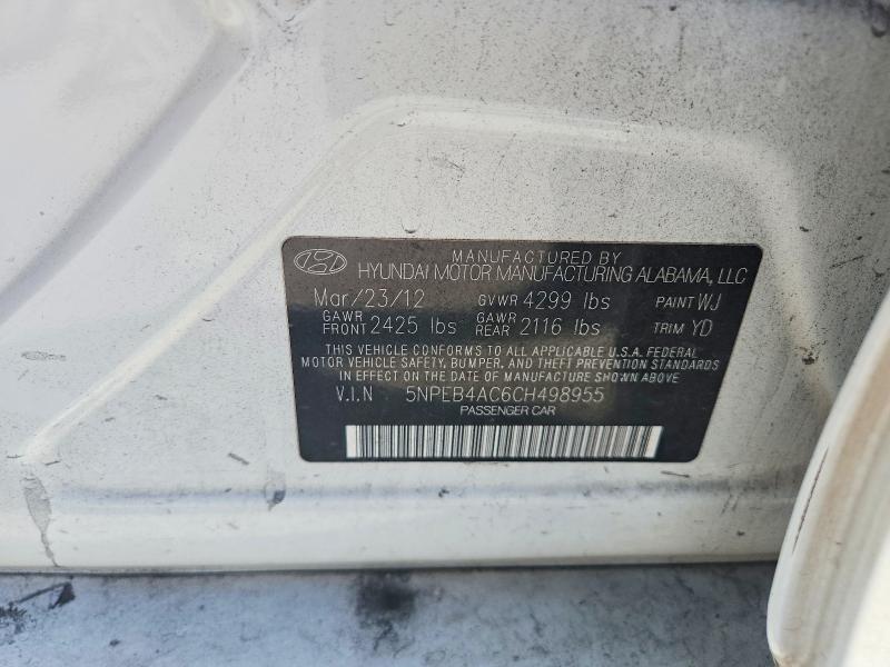 Продажа на аукционе авто 2012 Hyundai Sonata, vin: 5NPEB4AC6CH498955, номер лота: 53281836