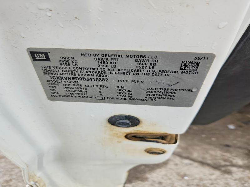 2011 Gmc Acadia მანქანა იყიდება აუქციონზე, vin: 1GKKVNED0BJ410382, აუქციონის ნომერი: 54223766