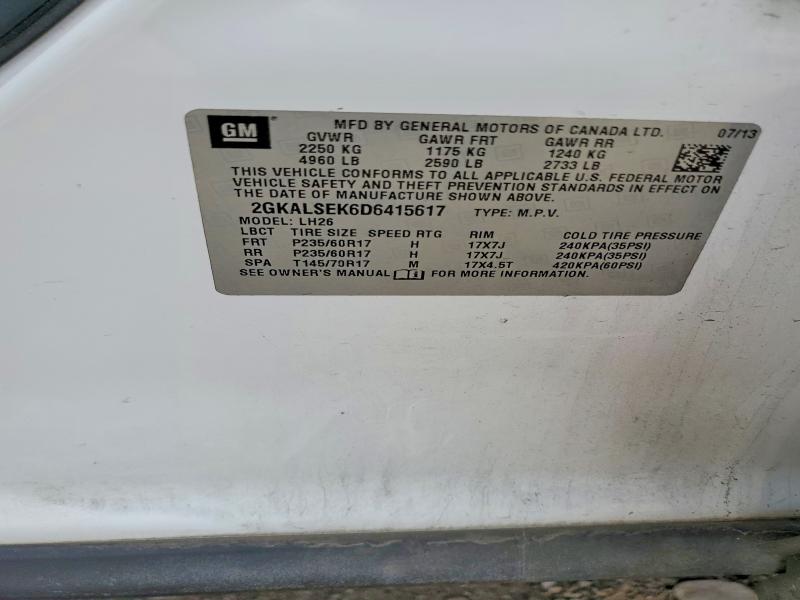 54202466 :رقم المزاد ، 2GKALSEK6D6415617 vin ، 2013 Gmc Terrain مزاد بيع