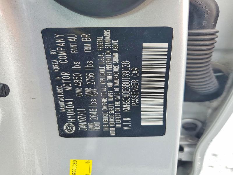 53522656 :رقم المزاد ، KMHGC4DE3BU139128 vin ، 2011 Hyundai Genesis مزاد بيع
