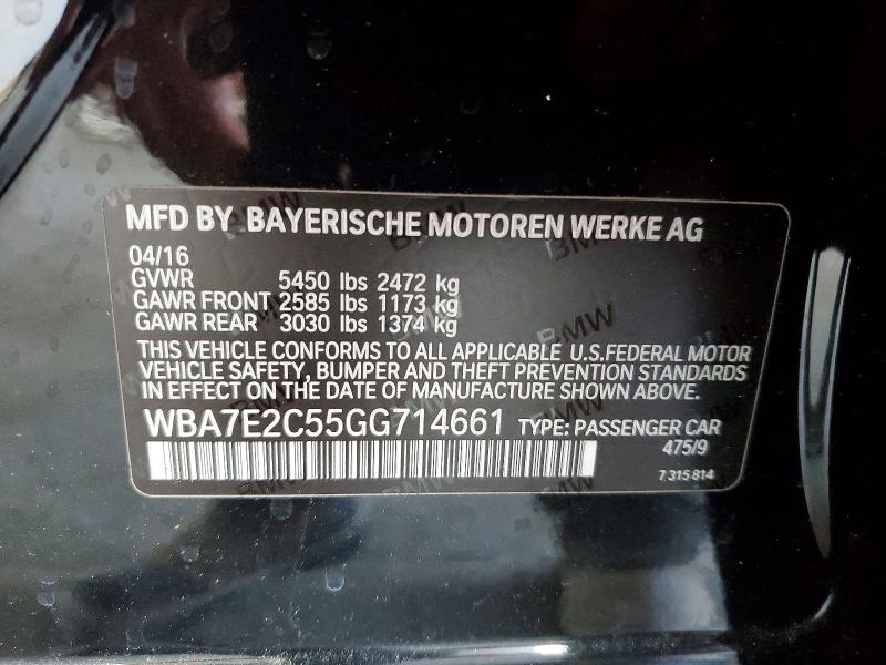Aukcja sprzedaży 2016 Bmw 740, vin: WBA7E2C55GG714661, numer aukcji: 53954366