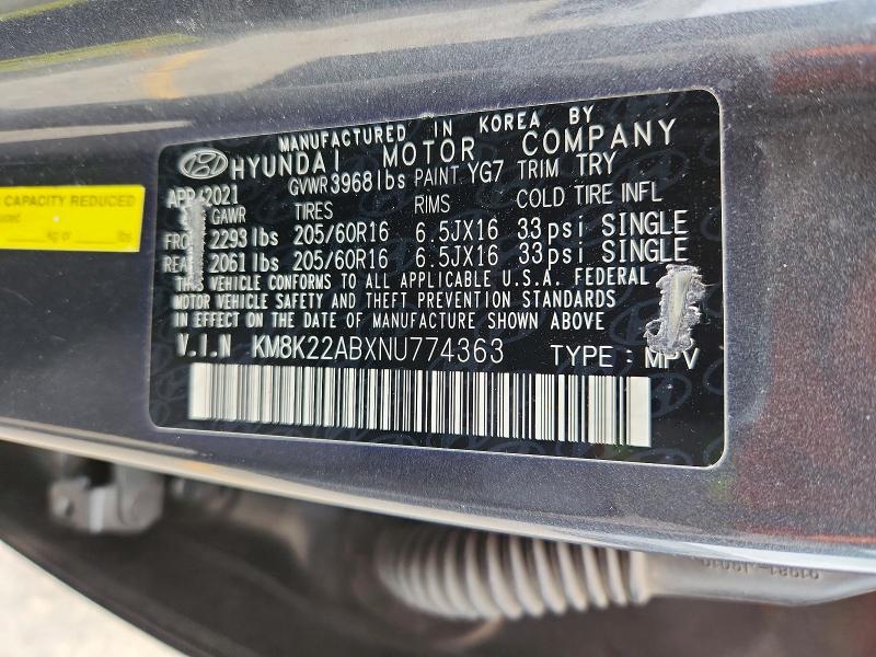 Продаж на аукціоні авто 2022 Hyundai Kona, vin: KM8K22ABXNU774363, номер лоту: 52551446
