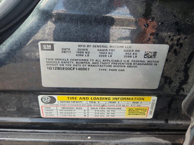 Продаж на аукціоні авто 2012 Chevrolet Malibu, vin: 1G1ZB5E09CF148861, номер лоту: 54281836