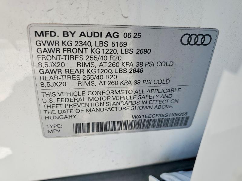 Продаж на аукціоні авто 2025 Audi Q3, vin: WA1EECF35S1105358, номер лоту: 54901596