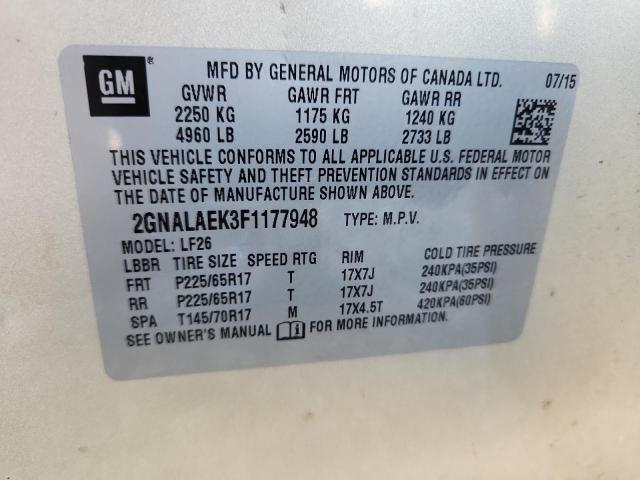 2015 Chevrolet Equinox მანქანა იყიდება აუქციონზე, vin: 2GNALAEK3F1177948, აუქციონის ნომერი: 52369606
