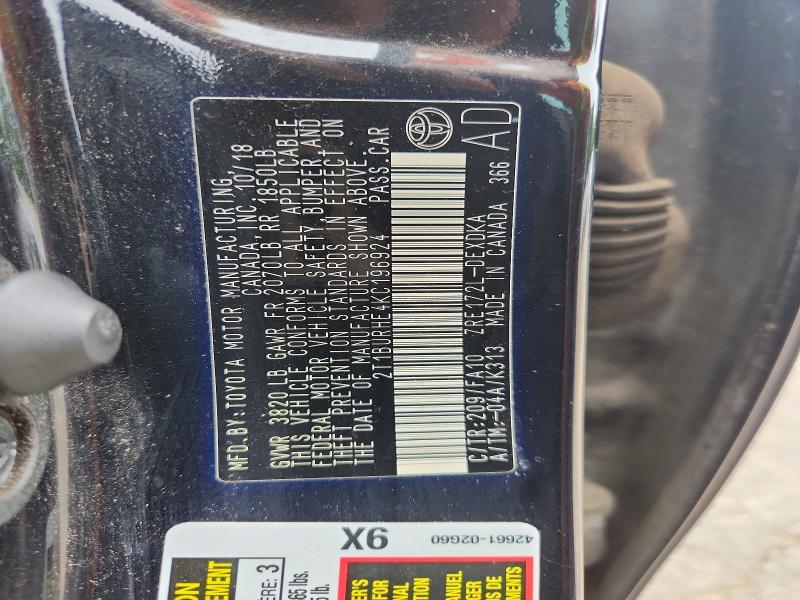 2019 Toyota Corolla მანქანა იყიდება აუქციონზე, vin: 2T1BURHE4KC196924, აუქციონის ნომერი: 53469776