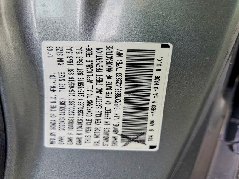 Aukcja sprzedaży 2006 Honda Cr-v, vin: SHSRD78896U422933, numer aukcji: 54814736