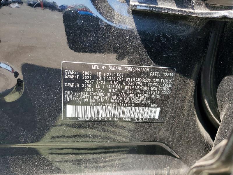 Auction sale of the 2020 Subaru Ascent, vin: 4S4WMALD5L3444010, lot number: 52832956