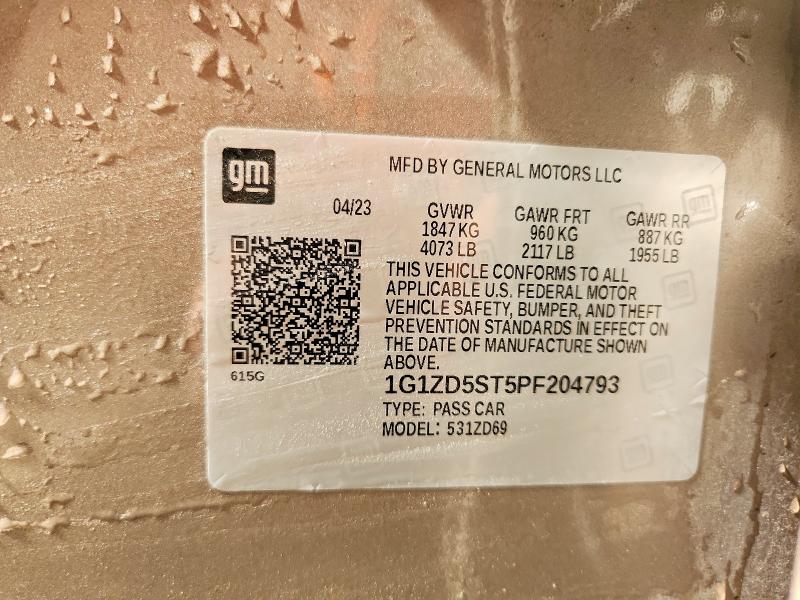 54015936 :رقم المزاد ، 1G1ZD5ST5PF204793 vin ، 2023 Chevrolet Malibu مزاد بيع