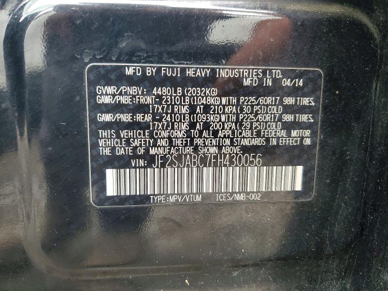 Продаж на аукціоні авто 2015 Subaru Forester, vin: JF2SJABC7FH430056, номер лоту: 51667356