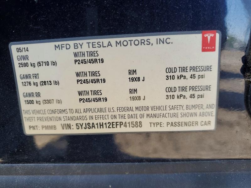 51848926 :رقم المزاد ، 5YJSA1H12EFP41588 vin ، 2014 Tesla Model S مزاد بيع