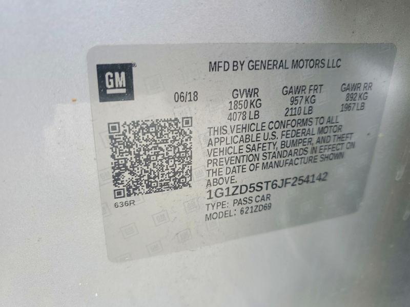 Auction sale of the 2018 Chevrolet Malibu, vin: 1G1ZD5ST6JF254142, lot number: 54949446