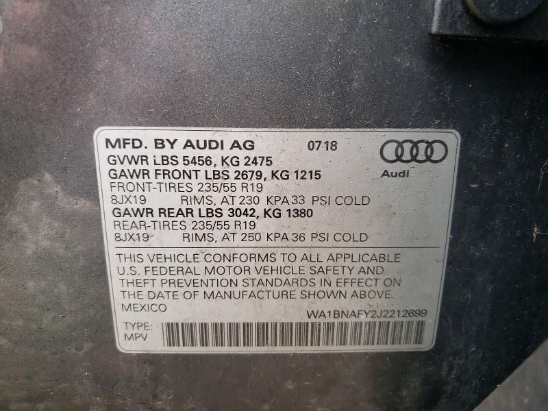 Продажа на аукционе авто 2018 Audi Q5, vin: WA1BNAFY2J2212699, номер лота: 53243986