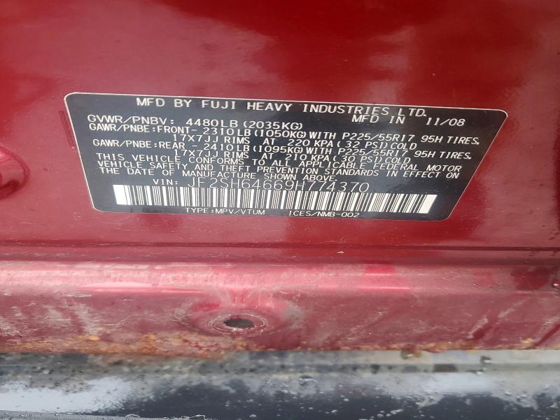 54647736 :رقم المزاد ، JF2SH64669H774370 vin ، 2009 Subaru Forester مزاد بيع