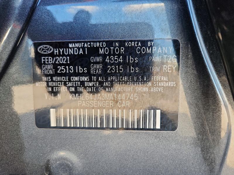 Aukcja sprzedaży 2021 Hyundai Sonata, vin: KMHL64JA3MA144745, numer aukcji: 53223646