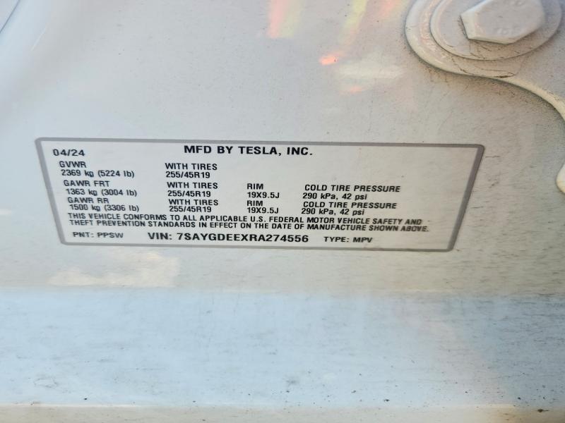 Auction sale of the 2024 Tesla Model Y, vin: 7SAYGDEEXRA274556, lot number: 55491326
