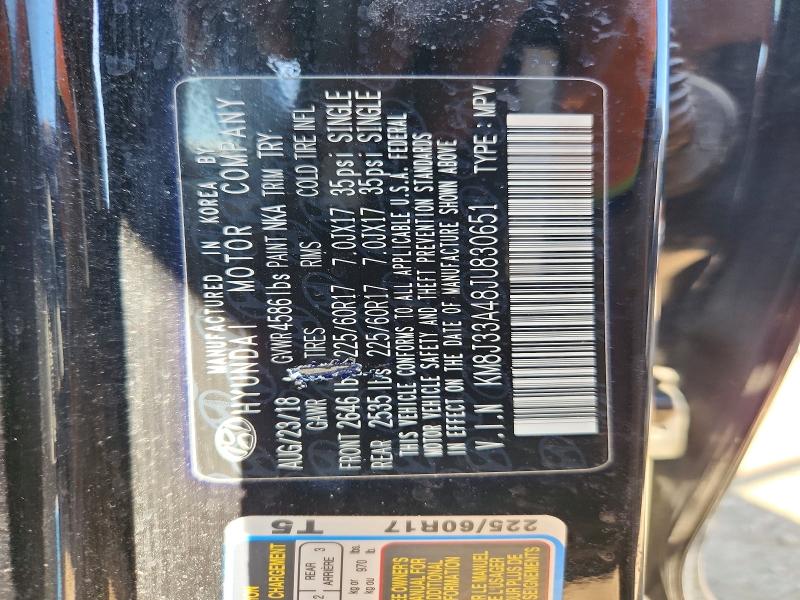 55047336 :رقم المزاد ، KM8J33A48JU830651 vin ، 2018 Hyundai Tucson مزاد بيع