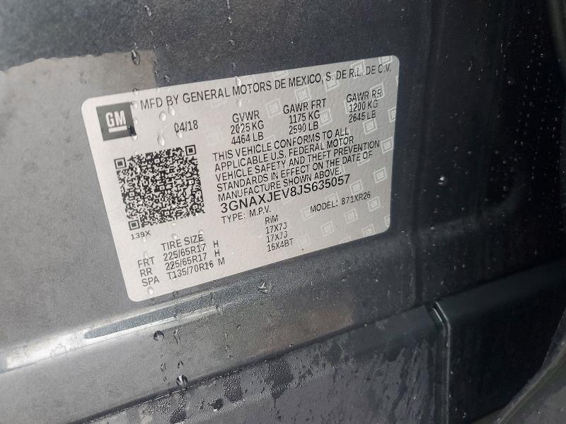 Продаж на аукціоні авто 2018 Chevrolet Equinox, vin: 3GNAXJEV8JS635057, номер лоту: 54665876