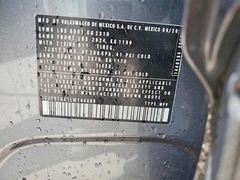 Продажа на аукционе авто 2020 Volkswagen Tiguan, vin: 3VV0B7AX1LM144089, номер лота: 54781826
