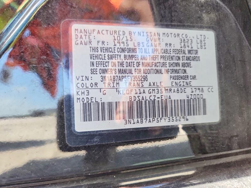 Продаж на аукціоні авто 2015 Nissan Sentra, vin: 3N1AB7AP5FY355296, номер лоту: 55211736
